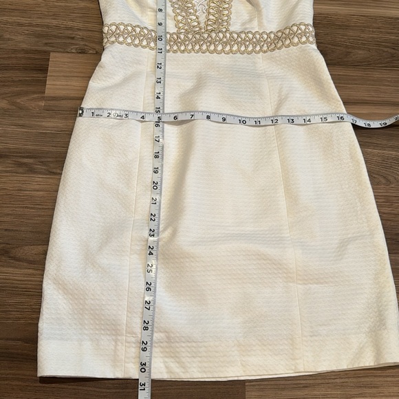 Lilly Pulitzer Trista Resort White Gold Lined Shift Sheath Dress 6 Zip Up NWT - Picture 14 of 17